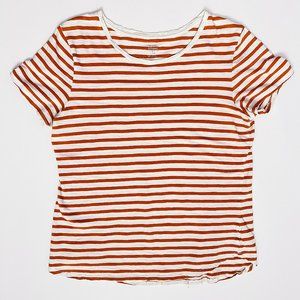 Old Navy Relaxed Orange and Cream Striped Tee Shirt (Size Large)